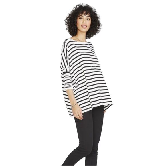 Hatch Maternity Gray Striped The Perfect Long Sleeve Boat Neck Tee - Picture 2 of 12